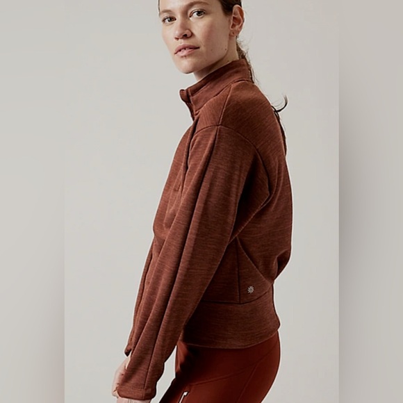 Athleta Women's Altitude Polartec Half Zip Sweatshirt Mahogany Heather - Picture 2 of 7
